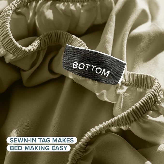 Bare Home Twin XL Sheet Set - 1800 Ultra-Soft (Twin XL, Olive) | Deep Pockets 6 to 15 Inches, Breathable, Hypoallergenic, Hotel Luxury, Easy Fit, Soft, All-Season