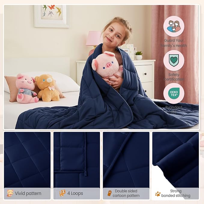 Weighted Blanket - 3 lbs Navy Blue Heavy Blanket - Small Size Breathable Lap Blanket(36"x48", 3 lbs)