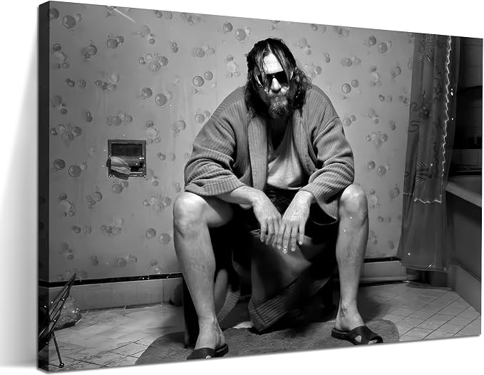 Funny Bathroom Wall Decor for Room Aesthetics - 90s Movie Posters Black and White Wall Art, Toilet Humour Amusing Cool Wall Art Funny Bathroom Signs 12X16 in