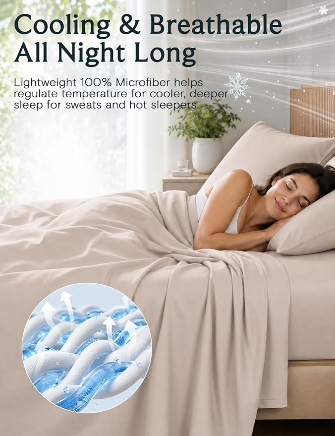 Cal King Size Sheets Set, Cooling & Soft Deep Pocket Bed Sheets, 4PC | LuxClub Silky Fitted Sheet & Pillowcase Sets, Breathable Hotel Luxury Bedding for Mattress Wrinkle Free, Linen