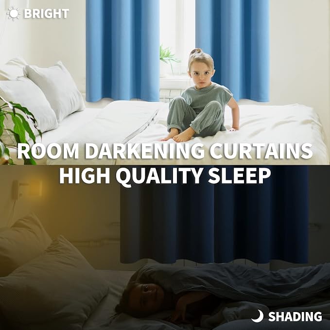 BGment Sky Blue Room Darkening Curtains 63 Inch for Bedroom - 2 Panels | Grommet Top, Light-Blocking, Sunblock, Thermal Insulated, Window Drapes for Kids Boys Room, 70x63 Inch