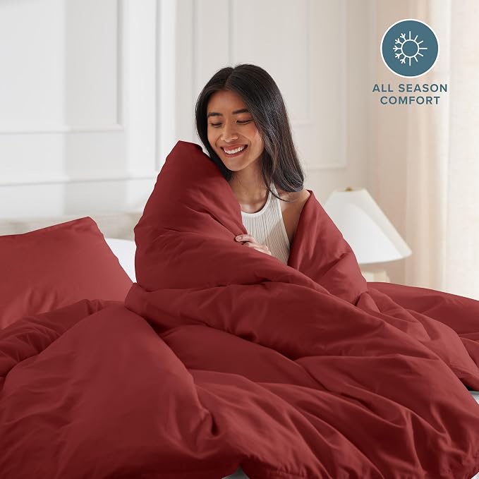 Bare Home Duvet Cover Set 1800 Ultra-Soft (California King, Rosewood) | Lightweight, Cooling, Breathable, Premium 1800 Ultra-Soft, All-Season