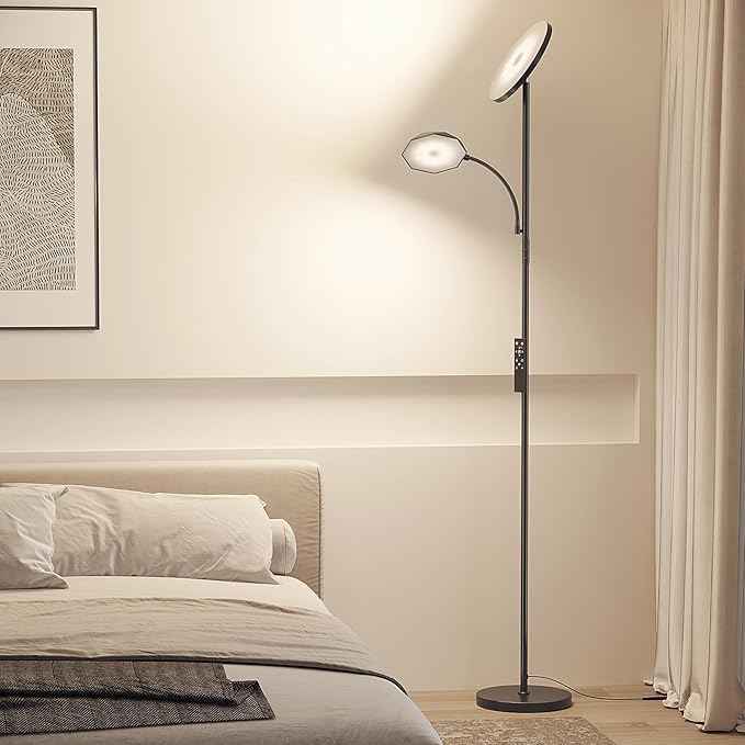 SUNMORY Floor Lamps for Living Room，LED Standing Lamp with Remote Control | 48W/4200LM Super Bright, 69" Tall Floor Lamp with Stepless Dimmable, Modern Torchiere Reading Lamp for Bedroom, Office