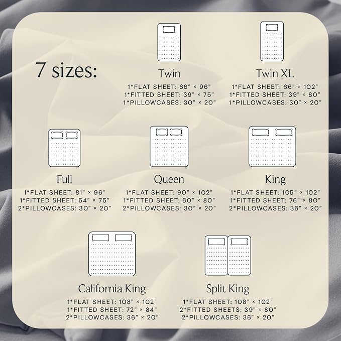 LuxClub Split King Sheets for Adjustable Bed, Deep Pocket Split King Sheets Set 5PC, Cooling Sheet Split King Size, Soft Hotel Luxury Bedding, Silky Fitted Sheet & Pillowcase Sets, Light Grey | LuxClub Silky Fitted Sheet & Pillowcase Sets, Breathable H...