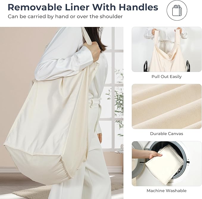 STO STO Laundry Hamper 3 Section, 120L Rolling Laundry Sorter Cart with Removable and Washable Liner Bag, Clothes Hamper with Wheels and Metal Handle for Laundry Room and Bedroom