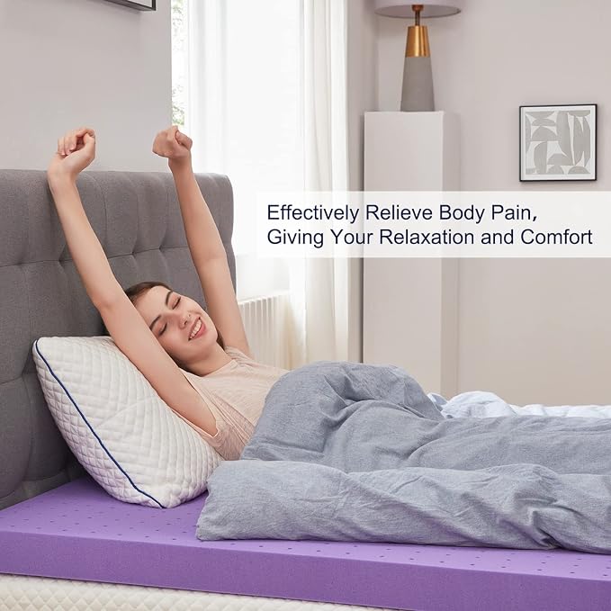 SINWEEK 3 Inch Gel Memory Foam Mattress Topper Ventilated Soft Pressure Relieve Mattress Pad, Breathable Bed Topper, CertiPUR-US Certified, Queen Size | Ventilated Soft Pressure Relieve Mattress Pad, Breathable Bed Topper, CertiPUR-US Certified