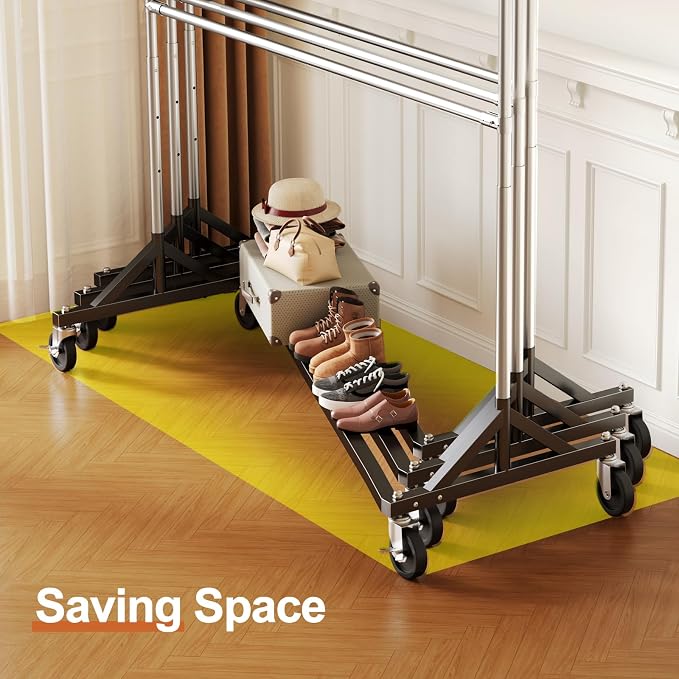 HOKEEPER Z Rack, Clothes Rack Hold 550LB 86" H Adjustable Height Double Rod | Heavy Duty Clothing Rack, Large Storage Space, with Wheels, Easy to Move & Assemble, 5 Years SWEET SERVICE, 23"D*63"W*86"H