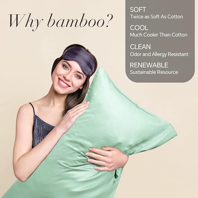 BEDELITE King Pillow Cases Set of 2, Rayon Derived from Bamboo, Mint Green | Cooling and Breathable Pillow Cover for Hot Sleepers & Night Sweats, Silky Soft Cozy, Envelope Closure, 20x36 Inches