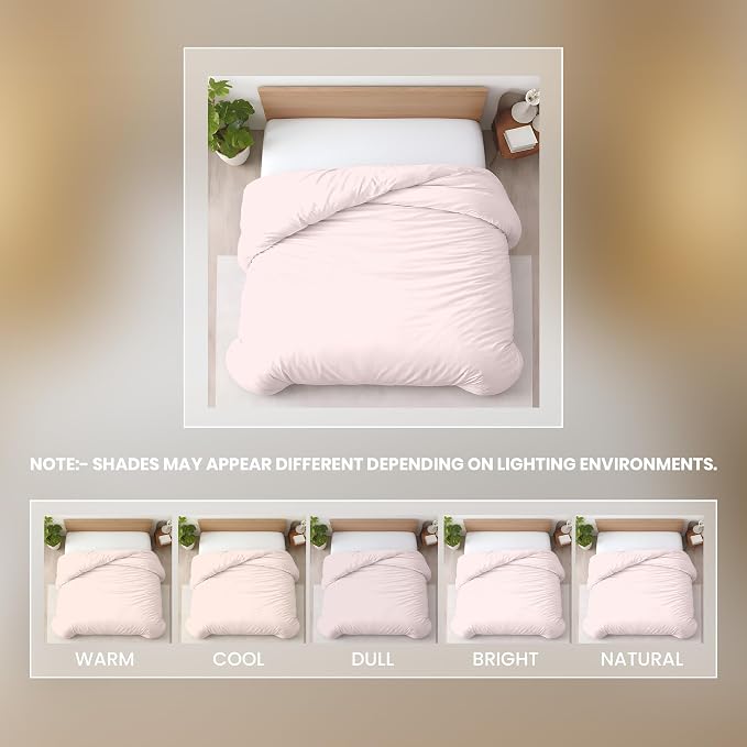 1 Pc Duvet Cover Queen Size/Full Size-100% Egyptian Cotton 600 Thread Count Ultra Soft Premium Durable Comforter Cover Zipper Closure & Corner Ties- (Pink Blush, 90" X 90")