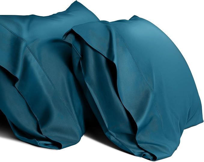 WishSmile Cooling Queen Pillow Cases Set of 2 Breathable Cool Silky Soft Rayon Derived from Bamboo Fabric, Moisture Wicking for Hot Sleepers,Hair and Skin Friendly,Teal,2 Pack,20x30IN