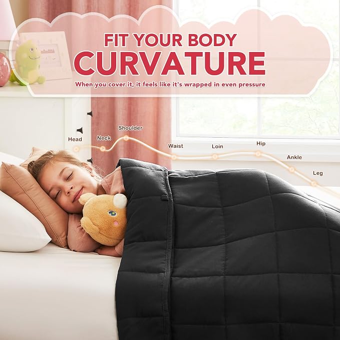 CuteKing Weighted Blanket (10lbs, 48"x72", Grey) Heavy Blanket for 90-100lbs, Breathable Microfiber Material with Glass Beads All-Season Summer Fall Winter Soft Thick
