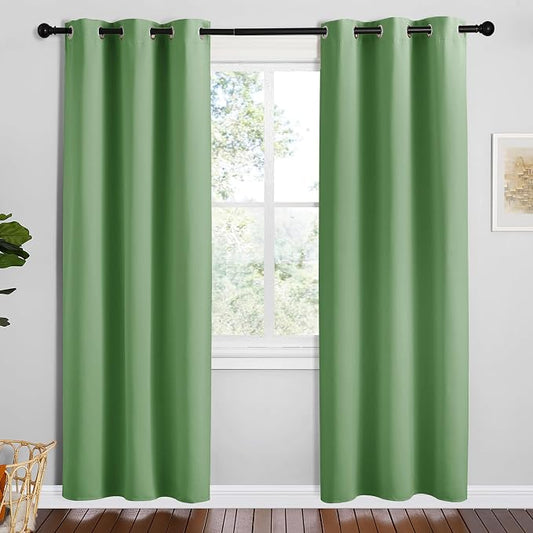 NICETOWN Forest Green Blackout Curtains for Bedroom, 2 Panels, 42" x 78" | Thermal Insulated Decoration Drapes for Office Window
