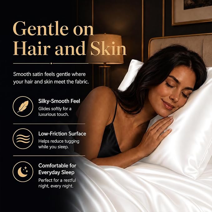 CozyLux Satin Sheets Twin XL, 3-Piece 14-Inch Deep Pocket Sheet Set | OEKO-TEX Certified Silky Soft Sheet Set for Hair & Skin, Luxurious Silky-Smooth Satin for Elegant Bedroom Decor, White