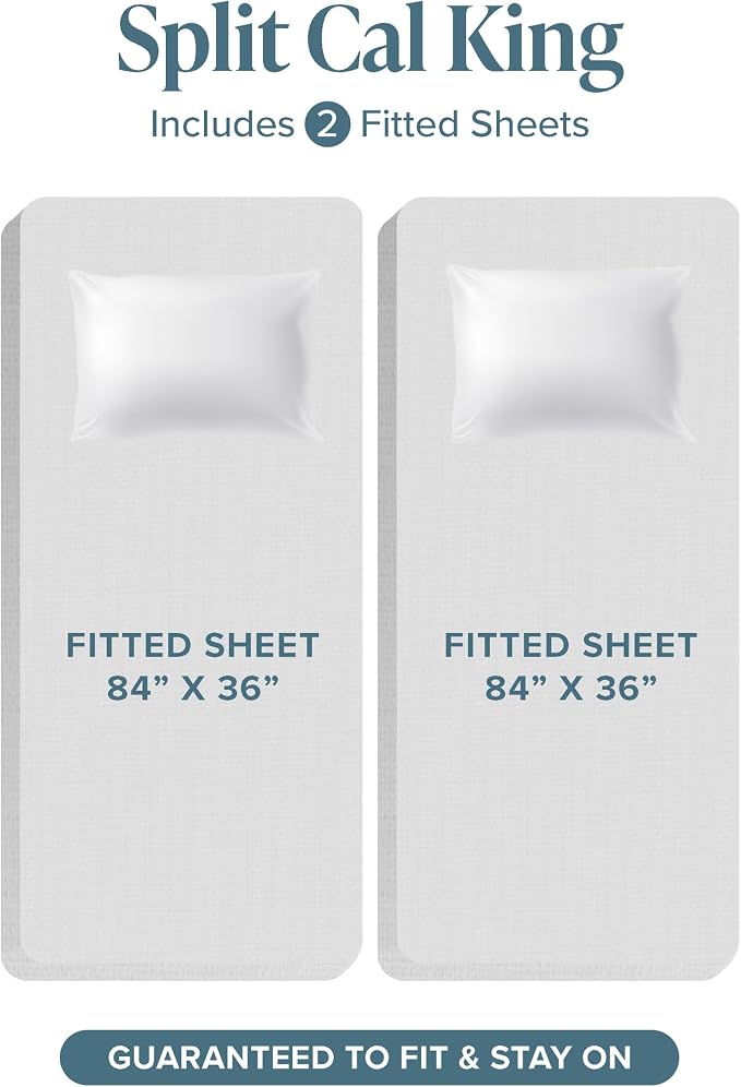 Bare Home Split Cal King Sheet Set - 1800 Ultra-Soft (Split Cal King, Sage) | Deep Pockets 6 to 15 Inches, Breathable, Hypoallergenic, Hotel Luxury, Easy Fit, Soft, All-Season