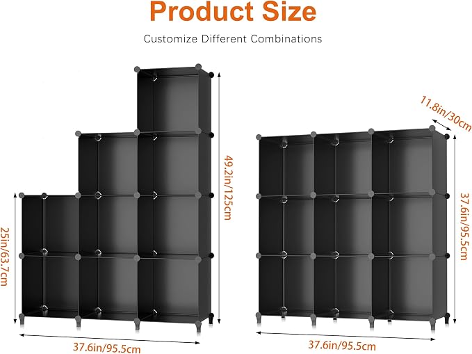 HOMIDEC Closet Organizers and Storage, 9 Cube Storage Organizer, Black | Portable Closet Organizer, Storage Cubes Shelves, for Bedroom, Kids Room, Bathroom, Wardrobe, Clothes Rack