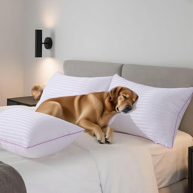VAINOC Pillows Standard Size Set of 2,Breathable Hotel Collection Bed Pillows for Sleeping Medium Soft Down Alternative Microfiber Filled,17 x 26 Inches