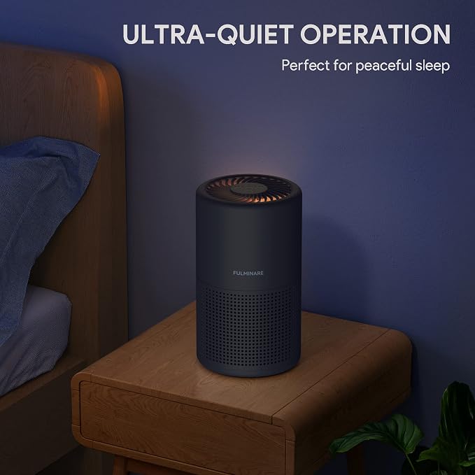 Air Purifiers for Bedroom, FULMINARE H13 True HEPA Filter（Black） | Remove Pet Hair, Smoke, Odors，Quiet Air Cleaner With Night Light, Portable Small Air Purifier for Home, Office, Living Room