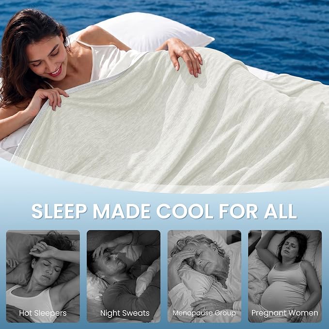 Topcee Cooling Blanket Queen Size 90"x90" for Hot Sleepers Summer Blanket | Absorbs Heat Cold Summer Blanket for Night Sweats & Menopause Q-Max>0.5 Lightweight Breathable Soft Double-Side Cooling