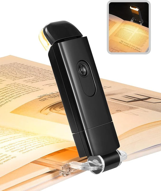 DEWENWILS Book Light, Amber Warm Clip On LED with 3 Adjustable Brightness for Eye Protection, Rechargeable USB Long Lasting Reading Light, Gifts for Bookworms, Kids (Black) | Amber Glow, 3 Brightness Levels, Flexible Lighting Angle, Compact & Lightweig...