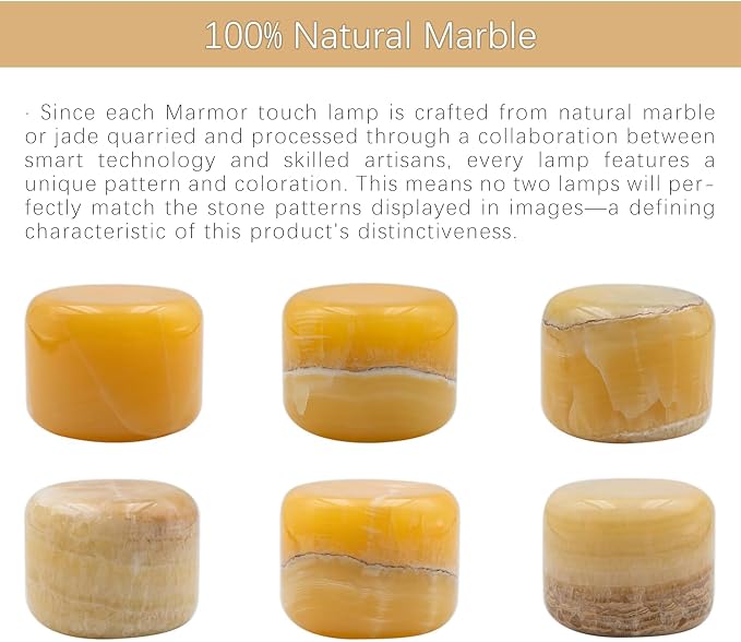 Marmor Marble Lamp Table Lamp Unique Stone Touch Lamp Pat Lamp Type-C 3 Way Bedside Lamp Ambient Light Bedroom Stands Night Light Decorative LED Warm Portable Lamp Rechargeable (Amber Jade)
