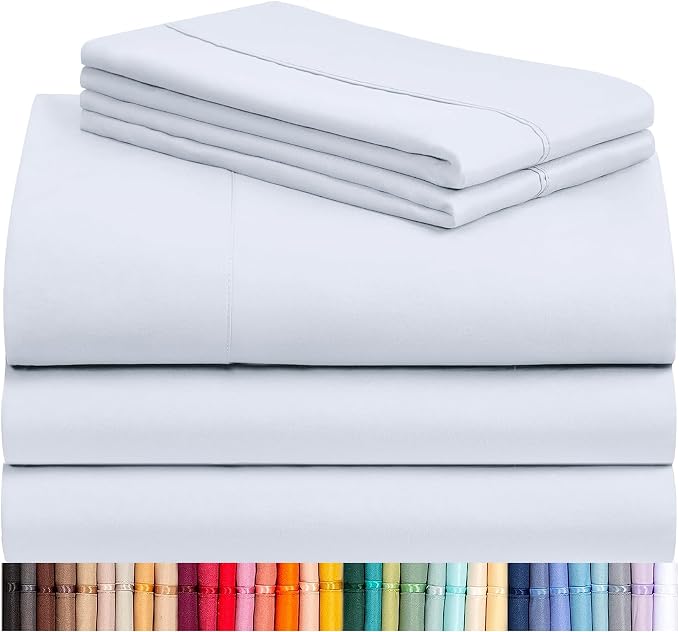 Split King Sheets for Adjustable Bed, Soft Deep Pocket Bed Sheets Set, 5PC | LuxClub Silky Fitted Sheet & Pillowcase Sets, Breathable Hotel Luxury Bedding for Mattress Wrinkle Free, Baby Blue