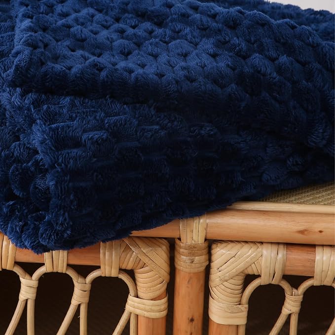 Blue Throw Blanket 50"×60" Gifts for Mom Fuzzy 3D Jacquard Decorative | Flannel Fleece Super Soft Plush Cozy Blanket for Couch Sofa Chair Lightweight