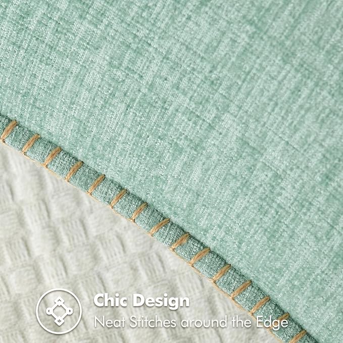MIULEE Decorative Couch Throw Pillow Covers 20x20 Inch Aqua Green 2 Pack | Farmhouse Pillow Covers with Stitched Edge, Soft Chenille Cushion Cases, for Sofa Bed Living Room Home Decor