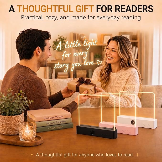 30 LED Book Light & Night Light 2 in 1, Flat Book Light Black | Rechargeable Book Page Light with 3 Color Temperatures, Stepless Dimming & 1-99 Min Sleep Timer, Ideal Gift for Readers