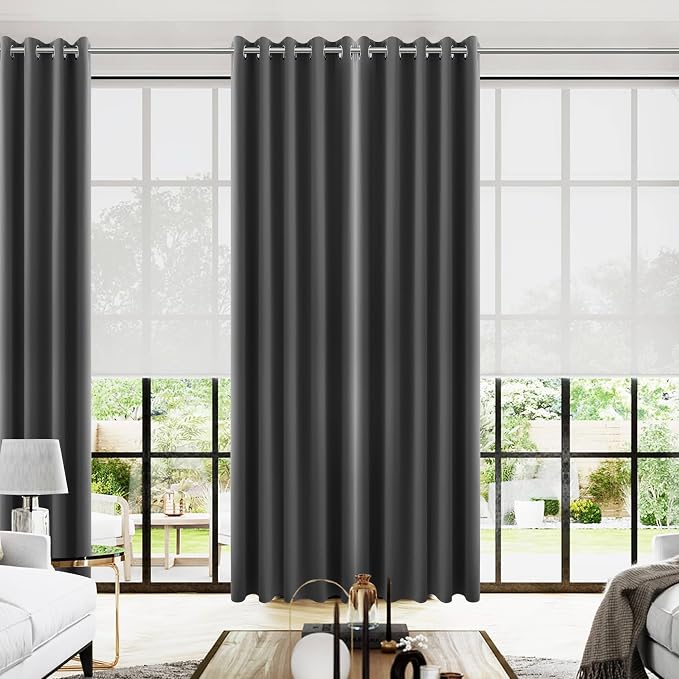 KOUFALL 96 Inch Curtains Long 2 Panel Set,70 Inch Wide Grommet Blackout Drapes for Living Room 96 Inch Length