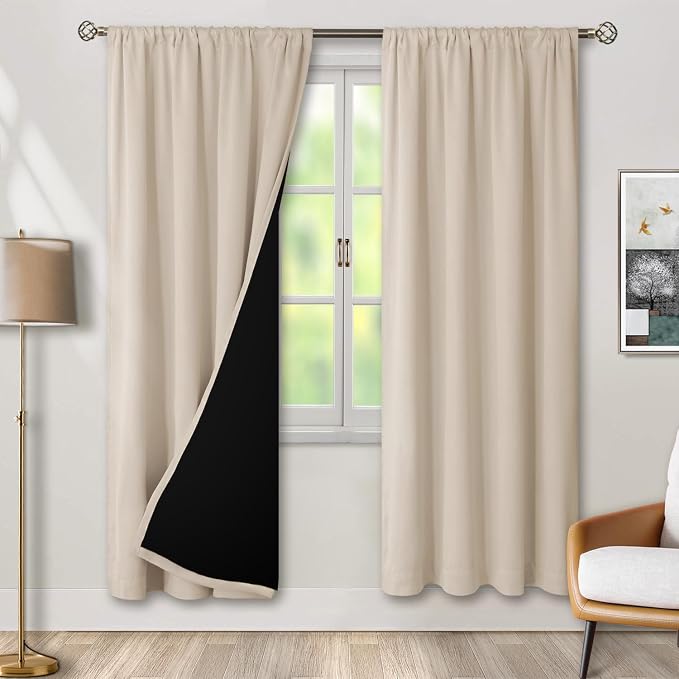 BGment Champagne Blackout Curtains for Bedroom 84 Inch Length 2 Panels Set | Thermal Insulated, Full Room Darkening Noise Canceling, Living Room Curtains with Rod Pocket, 42 x 84 Inch
