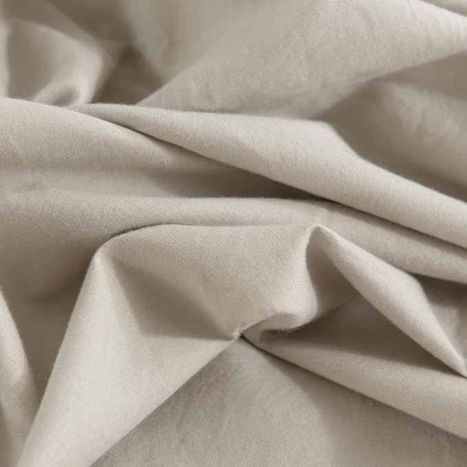 NEXHOME PRO 100% Washed Cotton Duvet Cover Queen Size, Ogranic Natural Linen Feel Breathable Bedding Set with Zipper Closure, 3 Pieces Duvet Cover Set Linen (No Comfortert) 9090