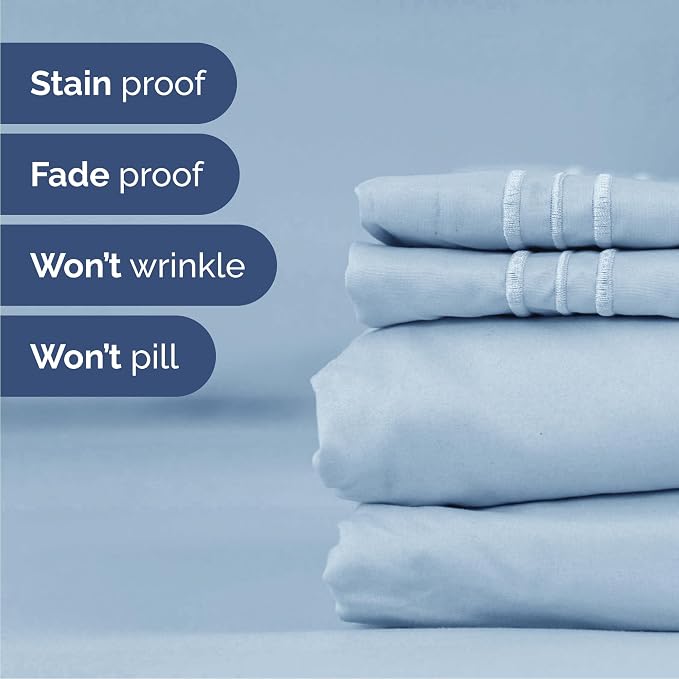 Cal King Size 4 Piece Sheet Set - Breathable & Cooling Sheets - Sky Blue | Hotel Luxury Bed Sheets for Women & Men, Deep Pockets, Easy-Fit, Extra Soft & Wrinkle Free Sheets, Oeko-Tex Bed Sheet Set