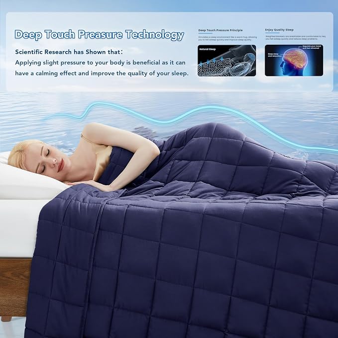 Weighted Blanket for Adults (20 lbs, 60" x 80") Queen Size Soft Cooling Heavy Blanket Sleeping, Apply to 190-210 lbs Body, Thick Breathable Blanket with Glass Bead, Easy Care