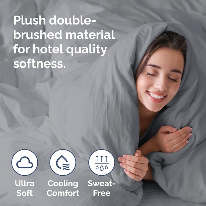 Duvet Cover Full Size - Soft 3 Piece with Zipper Closure - Steel Blue | Extra Soft, Breathable, Full Duvet Cover 80" x 90" with 2 Pillow Shams, Zipper Closures & Ties, Women, Men, Kids & Teens