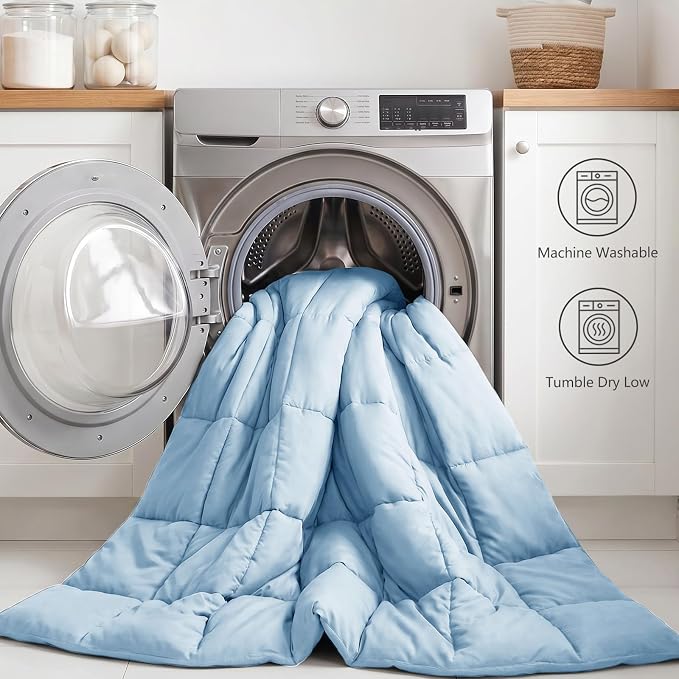 Full Size Comforter Sets, 7-Piece Bed in a Bag, Baby Blue | OEKO-TEX Certified, Box-Stitched Design, 240 GSM Down Alternative Fill, All-Season Comfort, Sheets, Pillowcases & Shams
