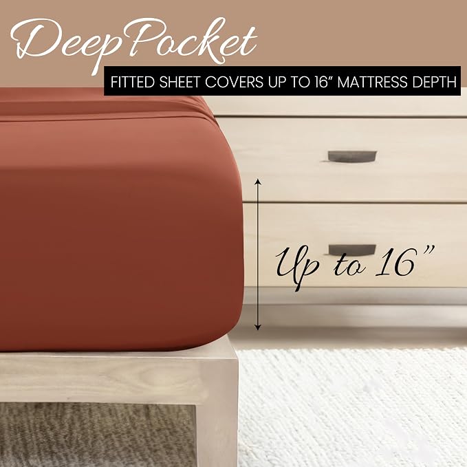 Linen Market Bed Sheets for Twin Size Bed (Clay) - Sleep Better Than Ever with These Soft and Cooling Twin Sheets - Deep Pocket Fits 16" Thick Beds - 4 Piece Twin Sheet Set