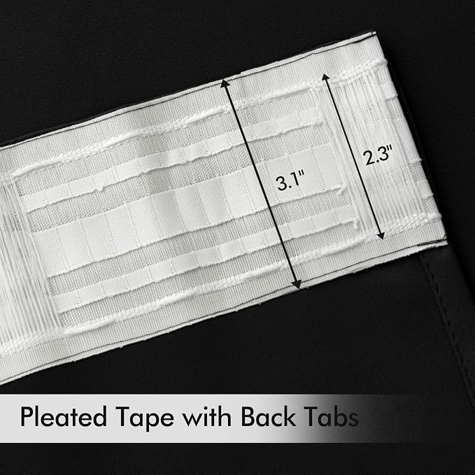 MIULEE 2 Panels Set Black Back Tab Blackout Curtains 52x96 Inch Long | Rod Pocket Pinch Pleated, Thermal Insulated, Halloween Drapes for Bedroom Living Room Darkening, Floor to Ceiling Curtains
