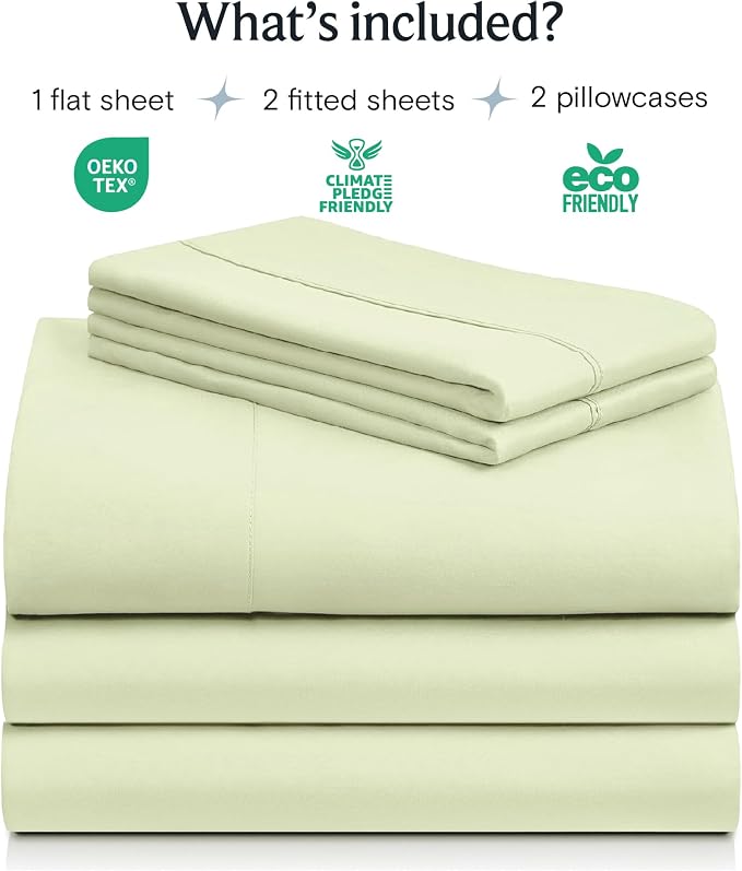 Split King Sheets for Adjustable Bed, Soft Deep Pocket Bed Sheets Set, 5PC | LuxClub Silky Fitted Sheet & Pillowcase Sets, Breathable Hotel Luxury Bedding for Mattress Wrinkle Free, Sage Green