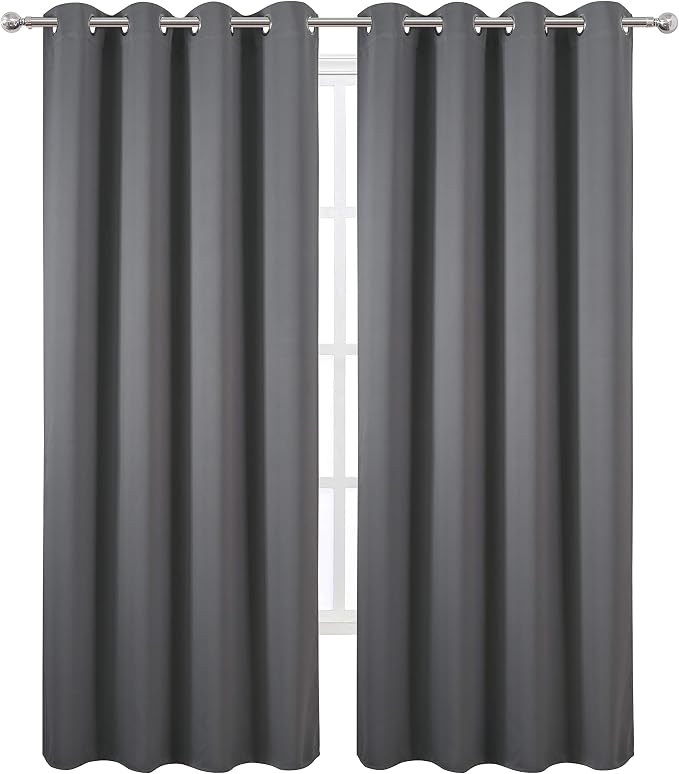 Grey Blackout Curtains/52 x 95 Inch/Set of 2 Panels Thermal Insulated Room Darkening Curtains for Bedroom