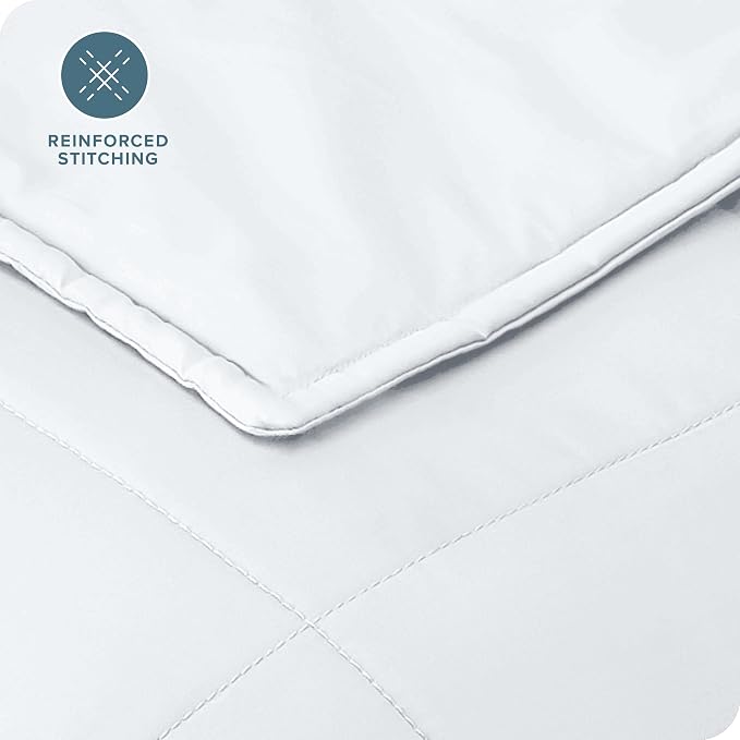Bare Home Cotton Weighted Blanket (White, 48"x72" 15lbs) | Full or Queen Size for Adults, All-Natural 100% Cotton, Premium Heavy Blanket Nontoxic Glass Beads