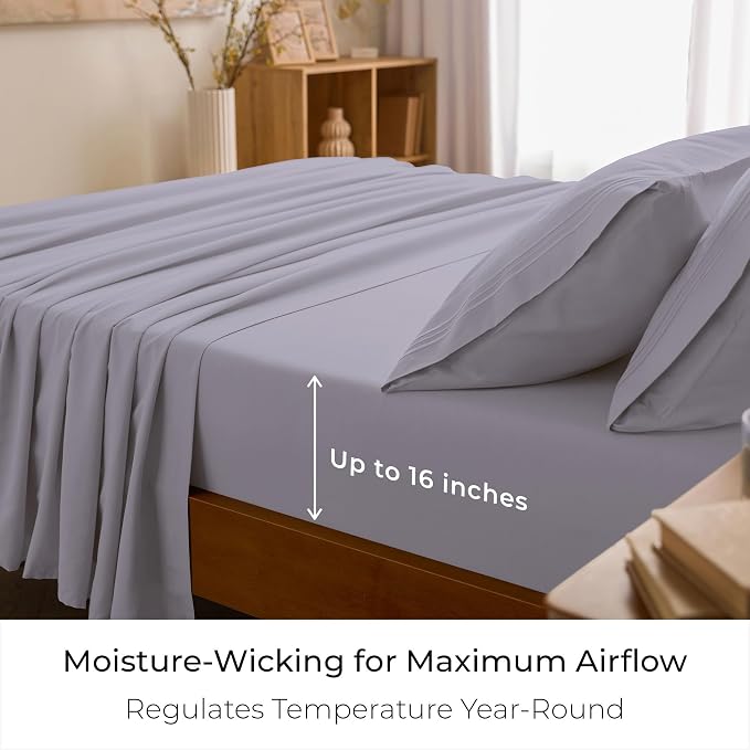 Mellanni Iconic 4-Piece, Ultra Soft Sheet Set (Full, Lavender) | 10M+ Sleepers. Lab-tested: Sleeps Cool, Stays Bright, Strong, Smooth. Good Housekeeping Best Bedding, 7 yrs running.