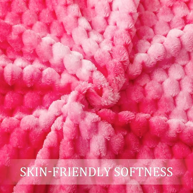 Exclusivo Mezcla Large 3D Fleece Throw Blanket for Couch, Tie-dye Pink | Extra Soft Fuzzy Plush Lightweight Throws, Cozy Fluffy Decorative Blankets for All Seasons, 50x70 Inches