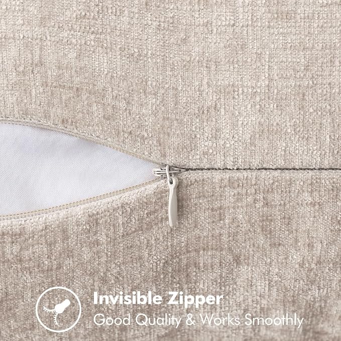 MIULEE Decorative Couch Throw Pillow Covers 20x20 Inch Taupe 2 Pack | Farmhouse Pillow Covers with Stitched Edge, Soft Chenille Cushion Cases, for Sofa Bed Living Room Home Decor