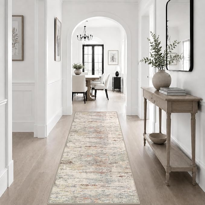 2x6 Washable Runner Rug：Modern Abstract Kitchen Soft Carpet Taupe | For Hallway, Bedroom, Kitchen, Laundry, Bathroom,Door Mat,Modern Abstract,Machine washable,Non-Slip,Stain Resistant,Indoor