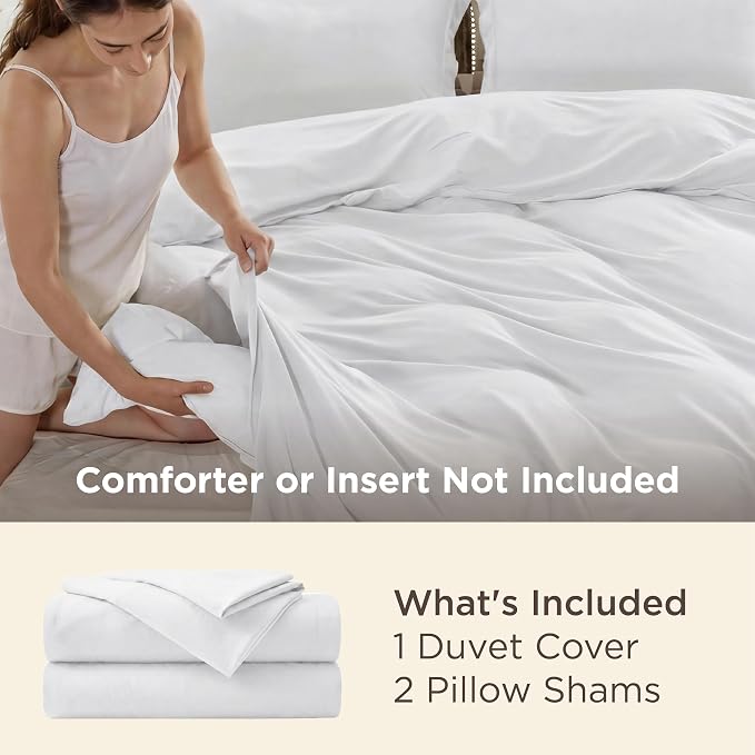 Bedsure Duvet Cover Super Queen Size - Soft Double Brushed Bedding Set for Kids & Adults, Zipper Closure, 3 Pieces, Includes 1 Duvet Cover (98"x90") & 2 Pillow Shams, NO Comforter, White