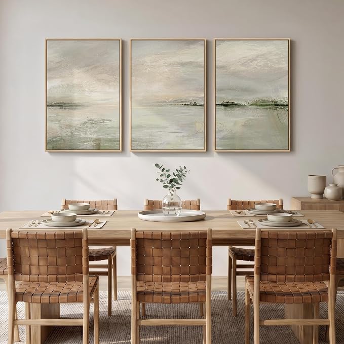 Framed Sage Green Abstract Landscape Wall Art for Bedroom, 3 Piece 16x24 In | Minimalist nature pictures, Canvas prints, Wood frame, Modern wall paintings, Wall decor for living room dining room hallway