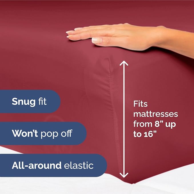 King Size 4 Piece Sheet Set - Ultra Soft & Cooling Sheets - Berry | Fits 8 Inch to 16 inch Mattress, Wrinkle Free & Fade Resistant with Deep Pockets, Breathable, Comfy Hotel Luxury Bedding
