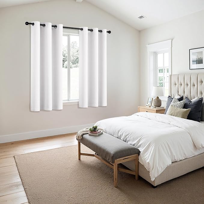 MIULEE Blackout Curtains for Bedroom 2 Panels 50 x 63 Inch Long Pure White | Thermal Insulated, Living Room Darkening Grommet Drapes, Noise Reducing, Light Blocking Window Treatments