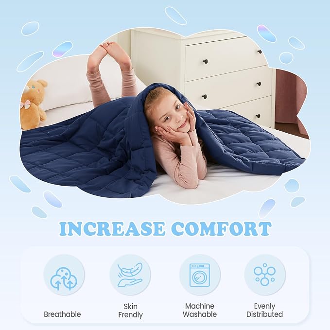 Weighted Blanket - 3 lbs Navy Blue Heavy Blanket - Small Size Breathable Lap Blanket(36"x48", 3 lbs)