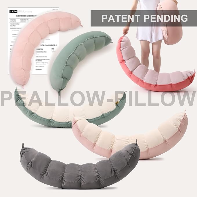Peallow(Pat. Pend) – Long Round Body Pillow for Adults, Bolster Pillow for Sleeping, Soft and Supportive Pillow for Sleeping & Lumbar Support (Celadon Green,39")